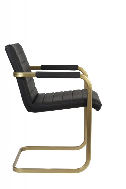 DINING CHAIR WITH ARM BLACK GOLD - CHAIRS, STOOLS
